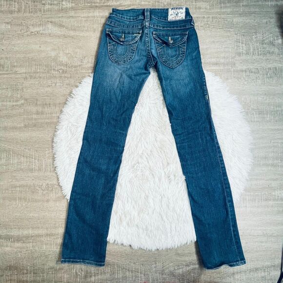 True Religion Straight Blue Denim Jeans Size 26 - Picture 3 of 11